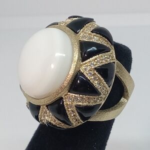 * Rivka Friedman QVC 18K Gold Clad gemstone & enamel dome ring sz 6